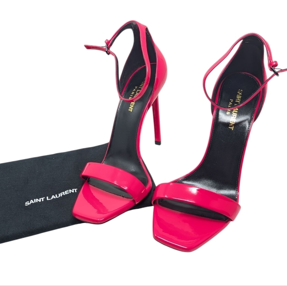 Saint Laurent Amber 105 Neon Pink Dress Up Evening Sandal Size EU 39